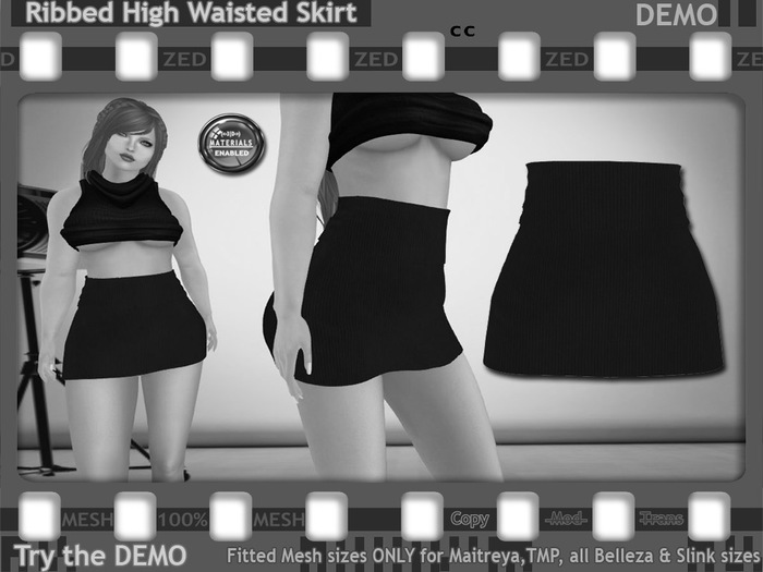::ZED:: Ribbed High Waisted Skirt, DEMO