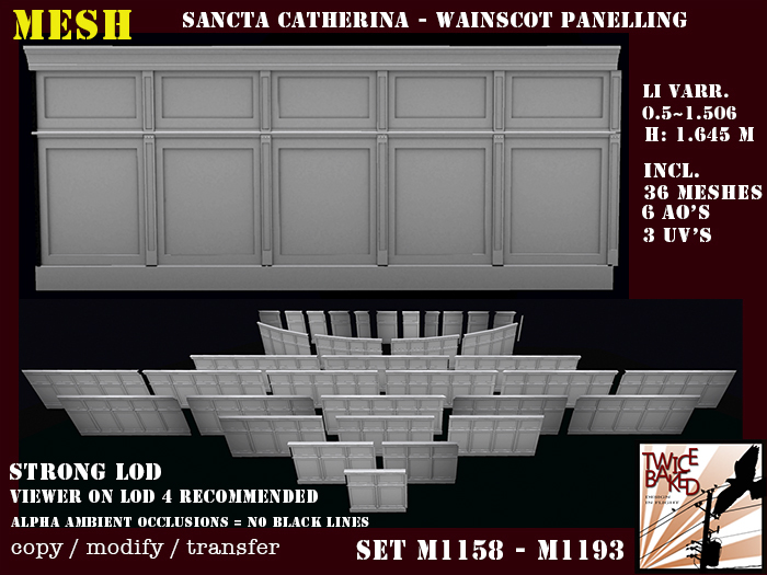 "TB" SC Beautiful set of wainscot Panelling M1158 M1193 MP