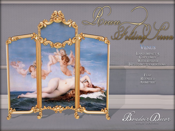 Boudoir Rococo Folding Screen Venus