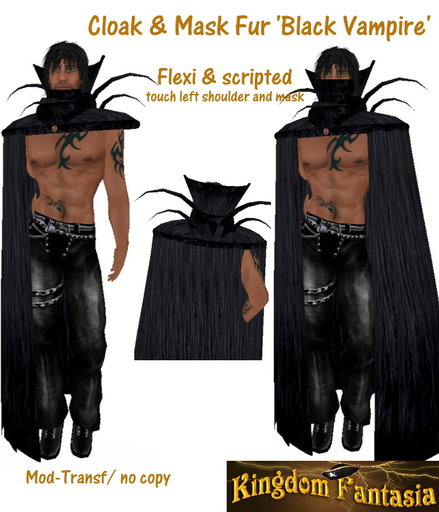 LR- Cloak   mask Fur Black Vampire