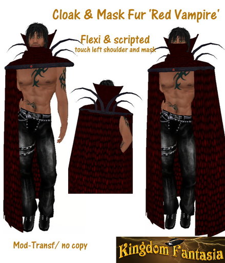 LR- Cloak   mask Fur Red Vampire