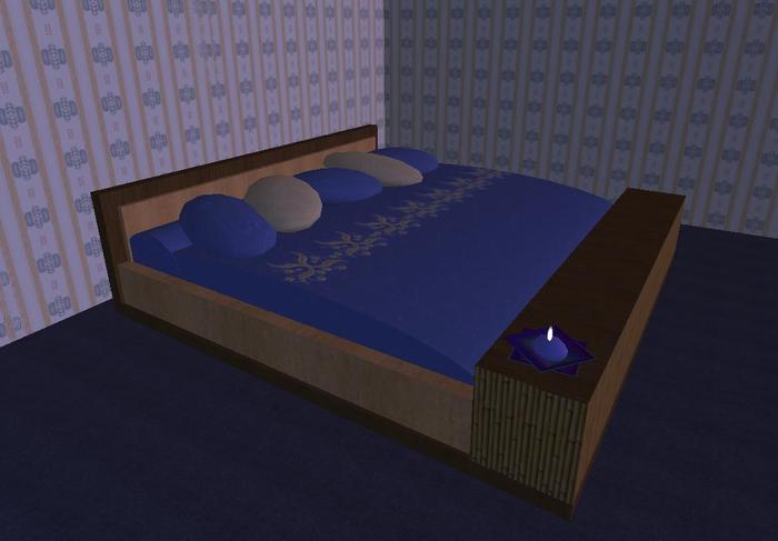 wooden framed bed