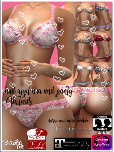 Hud Appl bra and panty 7 textures flower