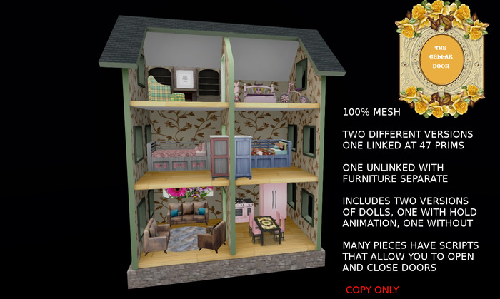 ~TCD~  Mesh Yellow Doll House Furnished Low Prim