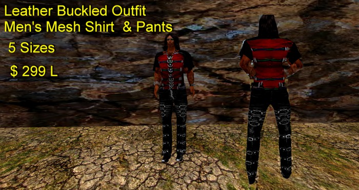 Mens Leather Mesh Buckled Outfit