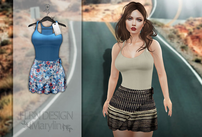 [FLRN] Marylin Top&Skirt Blue