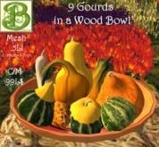 9 Gourds in a Wood Bowl v2 mesh, 0.5LI