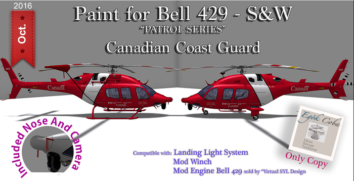 Paint for Bell 429 *S&W* V.3.1-Canadian CG(Box)
