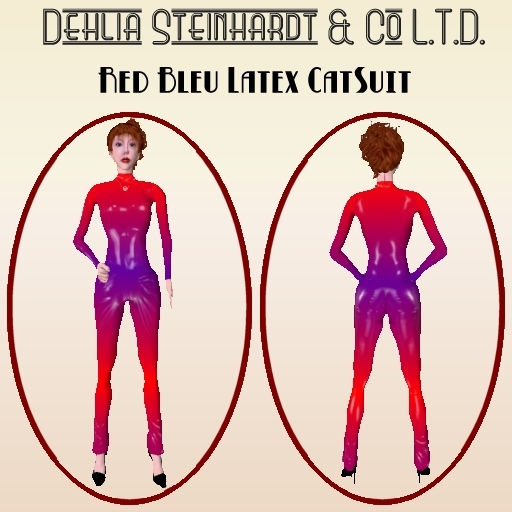 `06 Latex Red Bleu CatSuit