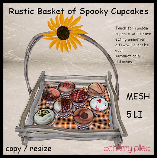 Rustic Basket of Spooky Cupcakes