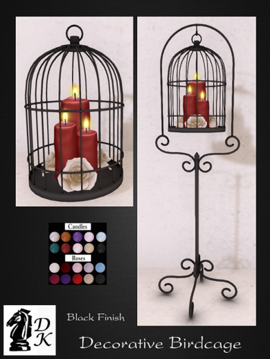 DKD - Decorative Birdcage (Roses/Black Finish)