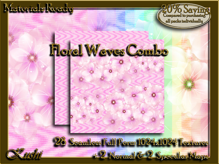 !Kushi! FloralWavesCOMBO Textures -WEAR TO UNPACK