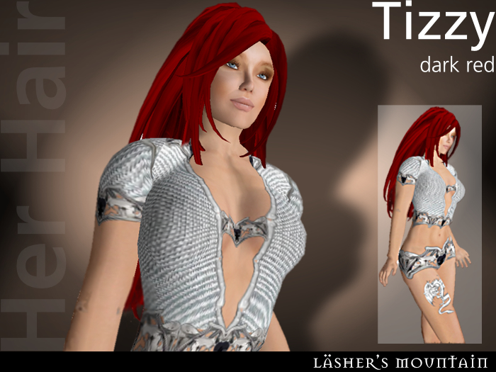 TIZZY Long Full Volume DARK RED HAIR