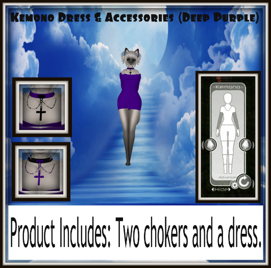 Kemono Dress & Accessories (Deep Purple)