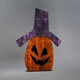 Wooden Jack O' Lantern in Hat Mesh Yard Sign