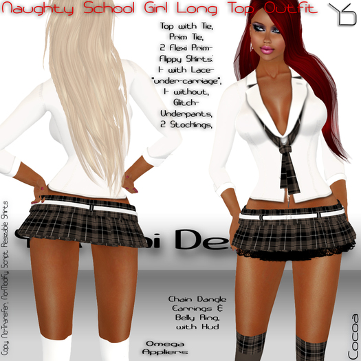 *YUM*- Naughty SchoolGirl-Long Top-Outfit - Cocoa