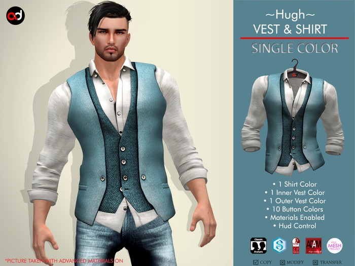 A&D Vest & Shirt -Hugh- Ivory-Blue