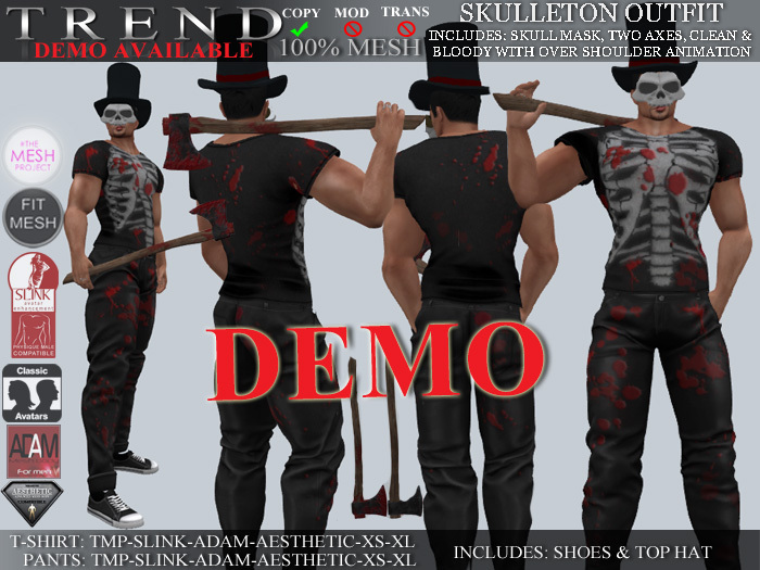 TREND - MENS SKULLETON OUTFIT - DEMO