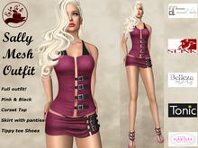Eva's Temptation Sally Full Mesh Outfit Pink & Black