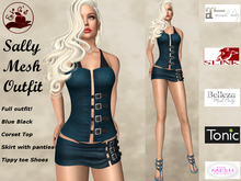 Eva's Temptation Sally Full Mesh Outfit Blue & Black
