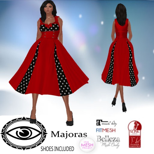 Majoras Red Rockabilly Dress