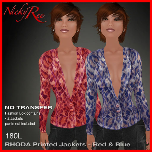 Nicky Ree Business Suits Rhoda Printed Jackets - Red & Blue