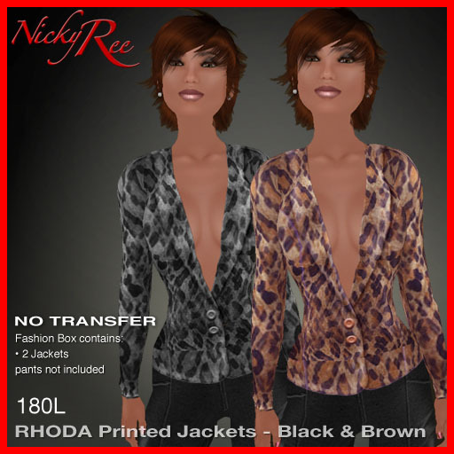 Nicky Ree Business Suits Rhoda Printed Jackets - Black & Brown