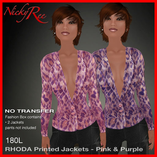 Nicky Ree Business Suits Rhoda Printed Jackets - Pink & Purple