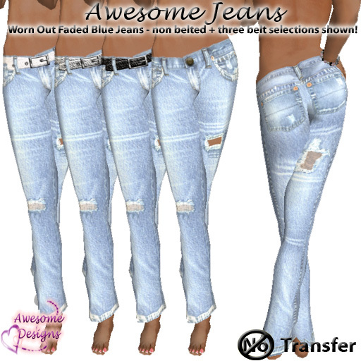 *Awesome Designs AWESOME SIGNATURE Worn Out Faded Blue Jeans