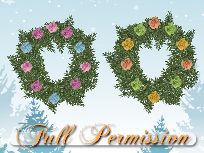 ~AB~ Xmas Wreath with Roses ~ Full Perm Mesh ~ 1 LI