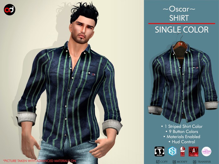 A&D Shirt -Oscar- Azure-Pear