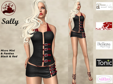 Eva's Temptation Sally Mesh Micro Mini Skirt, Black & Red