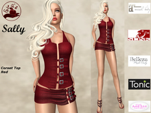 Eva's Temptation Sally Mesh  Corset Top Red