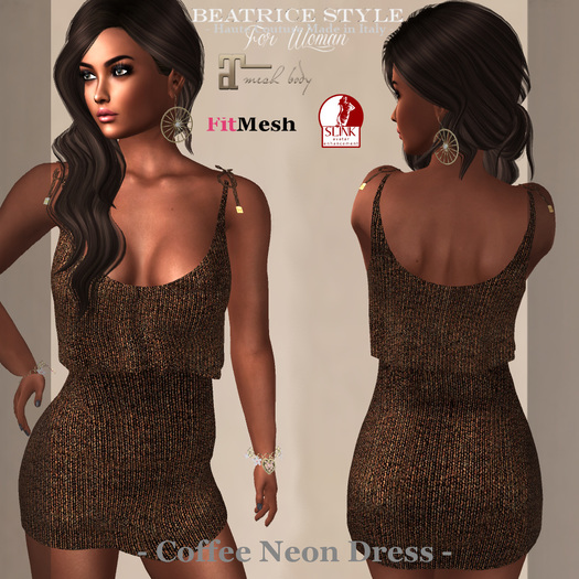 "BeatriceStyle" - Coffee Neon Dress