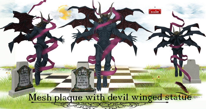 Mesh plaque with devil winged statue( copy&modify) v. 1