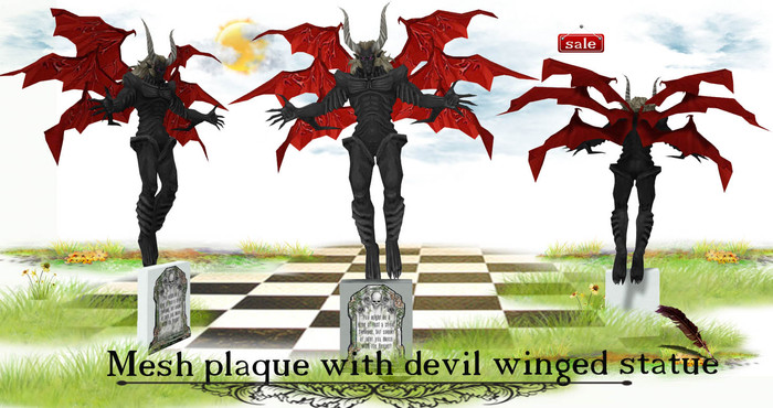 Mesh plaque with devil winged statue( copy&modify) v. 3