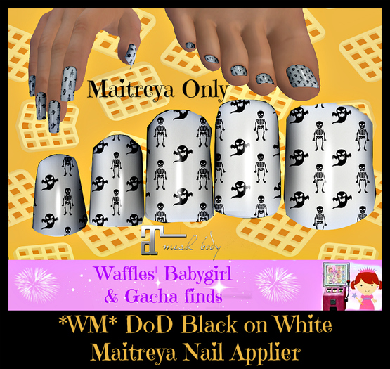 *WM* DoD Black on White Maitreya Nails  Applier