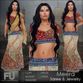 Meera Saree & Jewelry * Traditional Headpiece Nose Ring Feminine Sari Dress & Wrap * Beautiful Womens Mesh 