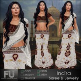 Indira Saree & Jewelry * Traditional Headpiece Nose Ring Feminine Sari Dress & Wrap * Beautiful Womens Mesh 