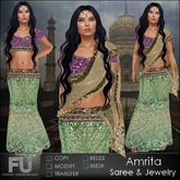 Amrita Saree & Jewelry * Traditional Headpiece Nose Ring Feminine Sari Dress & Wrap * Beautiful Womens Mesh 