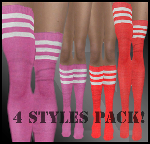 [nn] -STRIPED STOCKINGS  -pink&red