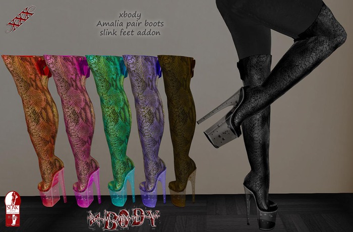  xbody Amalia pair boots slink addon package 
