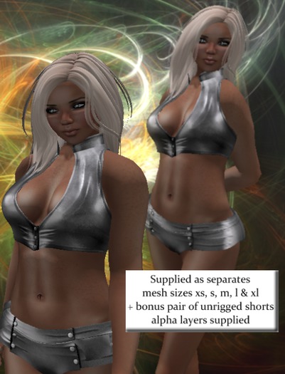 latex booty set silver