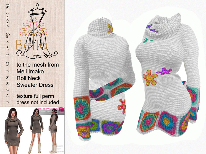 BELLA texture full perm - MI86817 - Roll Neck Sweater Dress 1