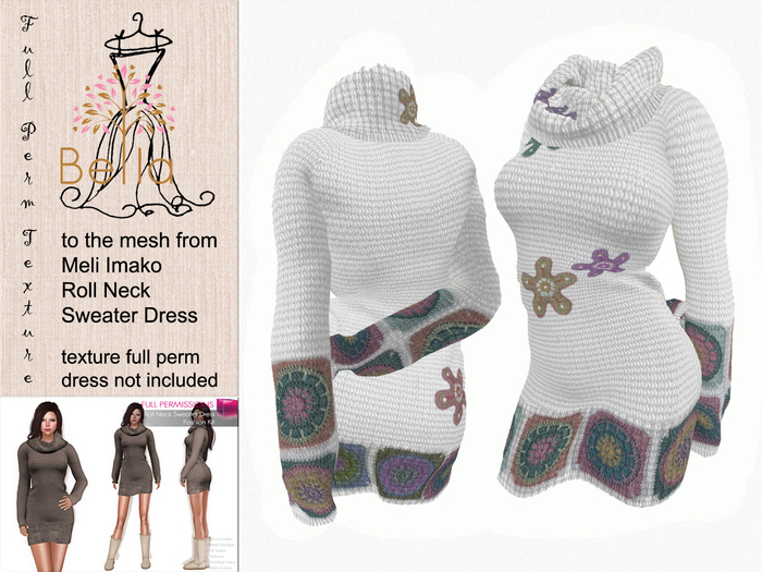 BELLA texture full perm - MI86817 - Roll Neck Sweater Dress 2