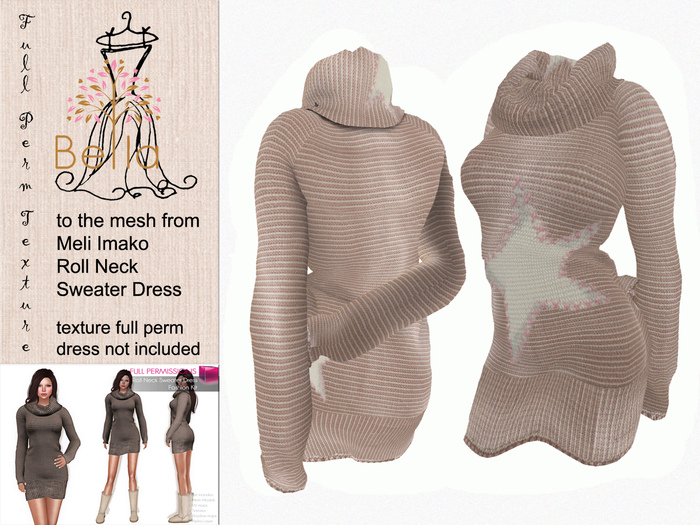 BELLA texture full perm - MI86817 - Roll Neck Sweater Dress 8