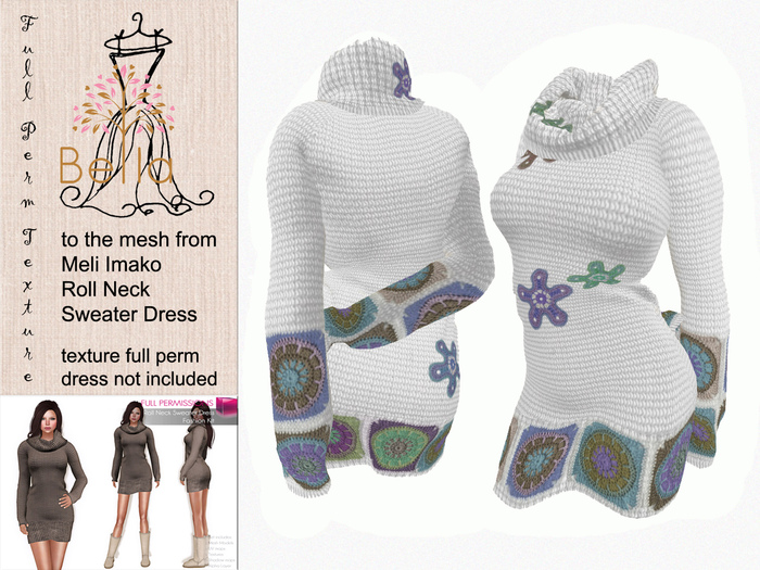 BELLA texture full perm - MI86817 - Roll Neck Sweater Dress 6