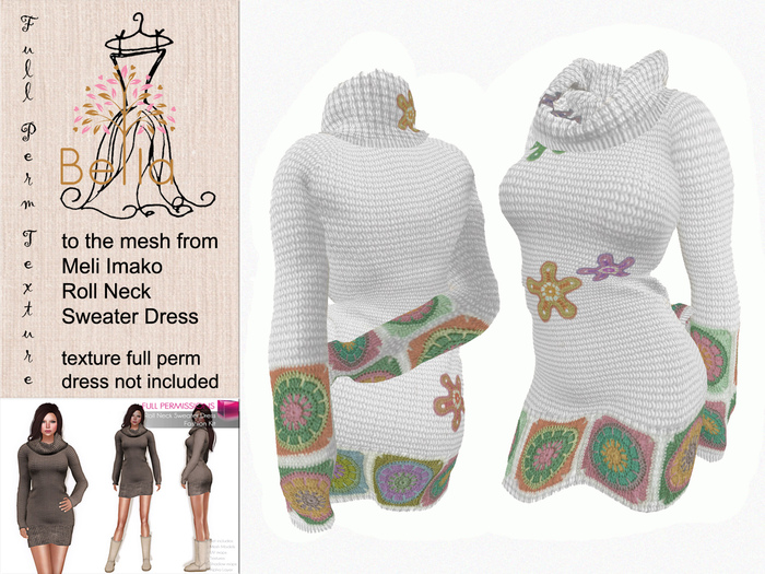 BELLA texture full perm - MI86817 - Roll Neck Sweater Dress 5