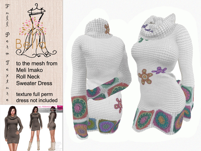 BELLA texture full perm - MI86817 - Roll Neck Sweater Dress 4