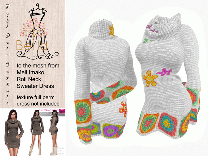 BELLA texture full perm - MI86817 - Roll Neck Sweater Dress 3
